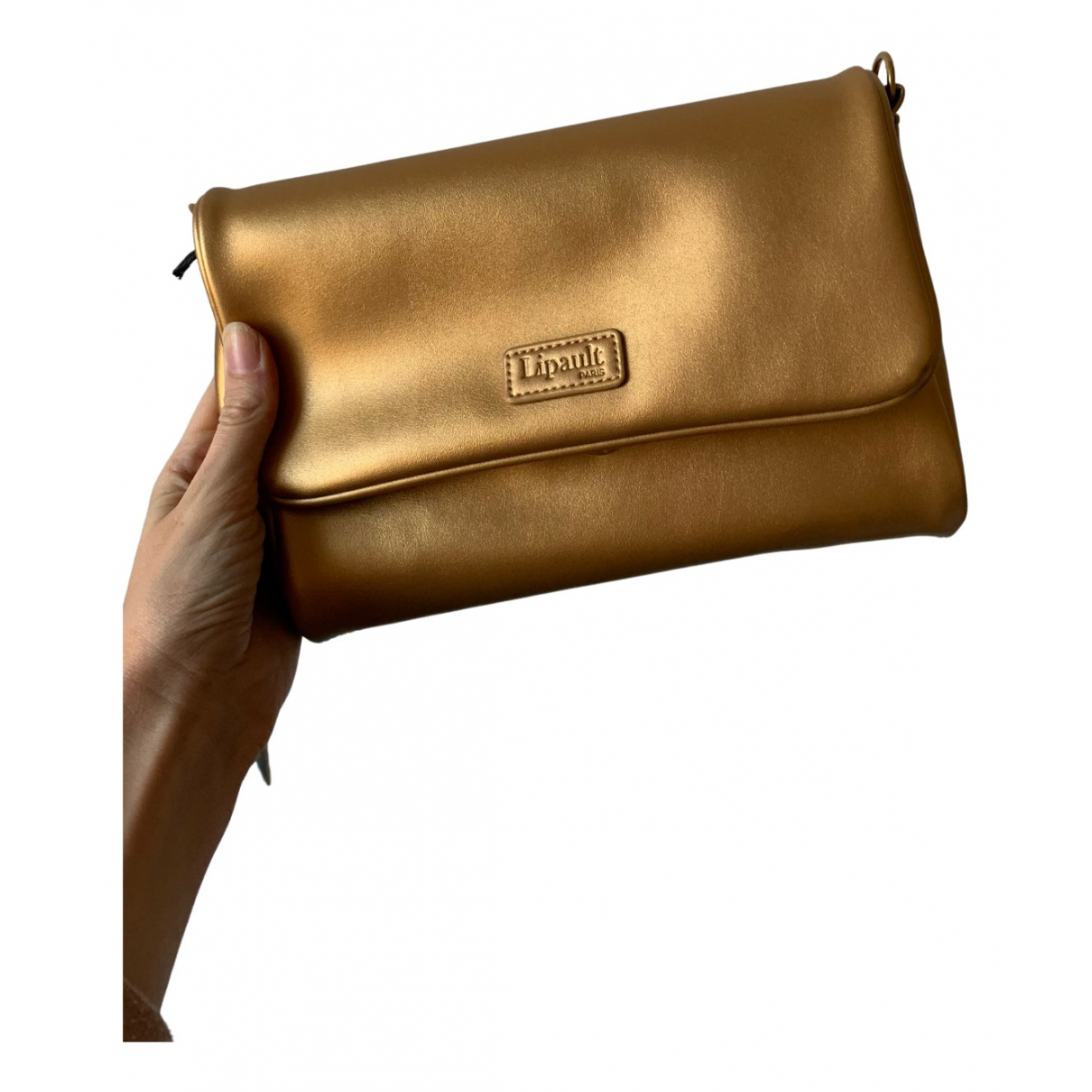 Vegan leather handbag Lipault Gold in 